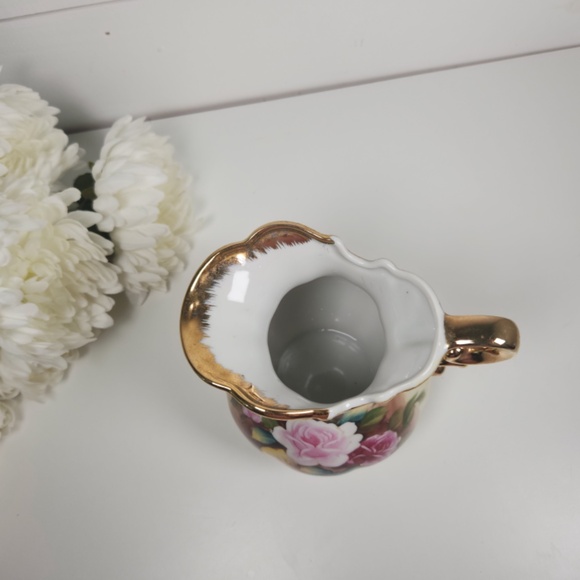 VTG Porcelain Hand-Painted Floral and Gold Trim Water Pitcher, Japan- Ornate - Picture 6 of 9
